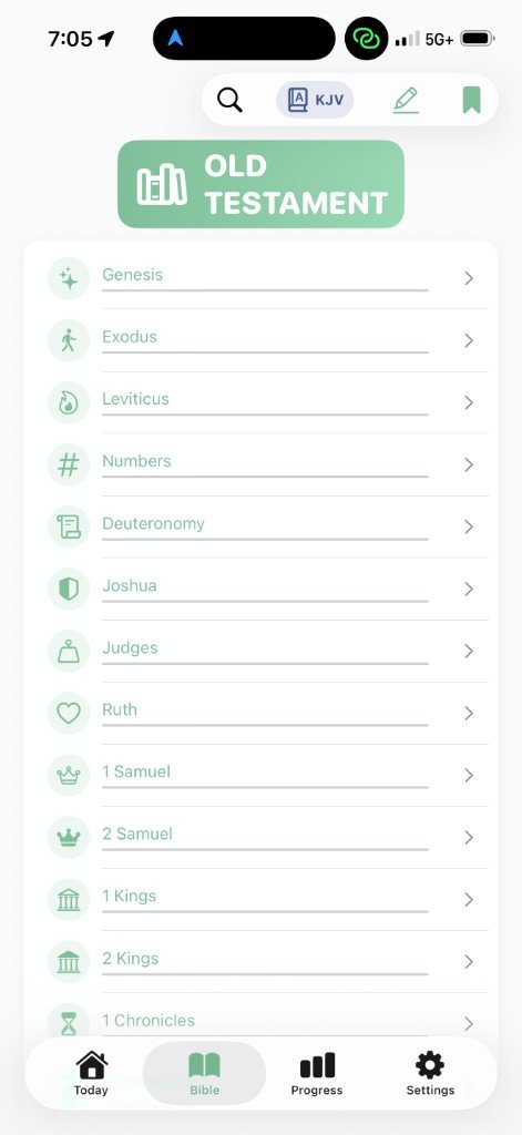Bible Growth Old Testament book list — light mode