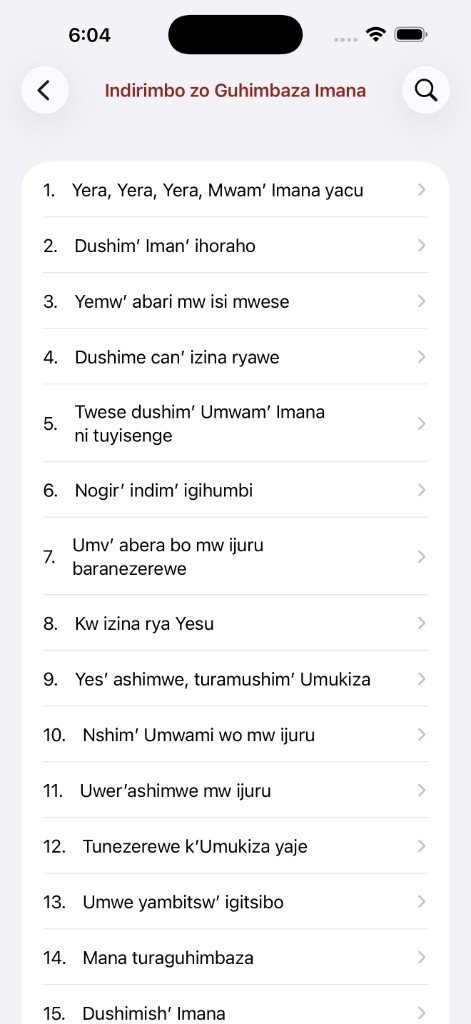 Indirimbo zo Guhimbaza hymn list — Indirimbo zo Guhimbaza Imana
